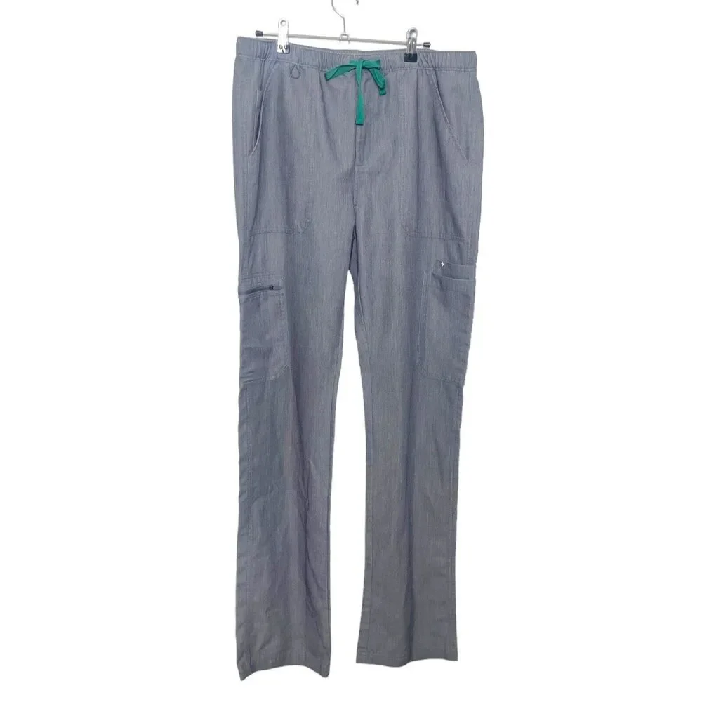 FIGS Cairo Cargo Scrub Pants Men's Large Tall Graphite Gray Medical Workwear